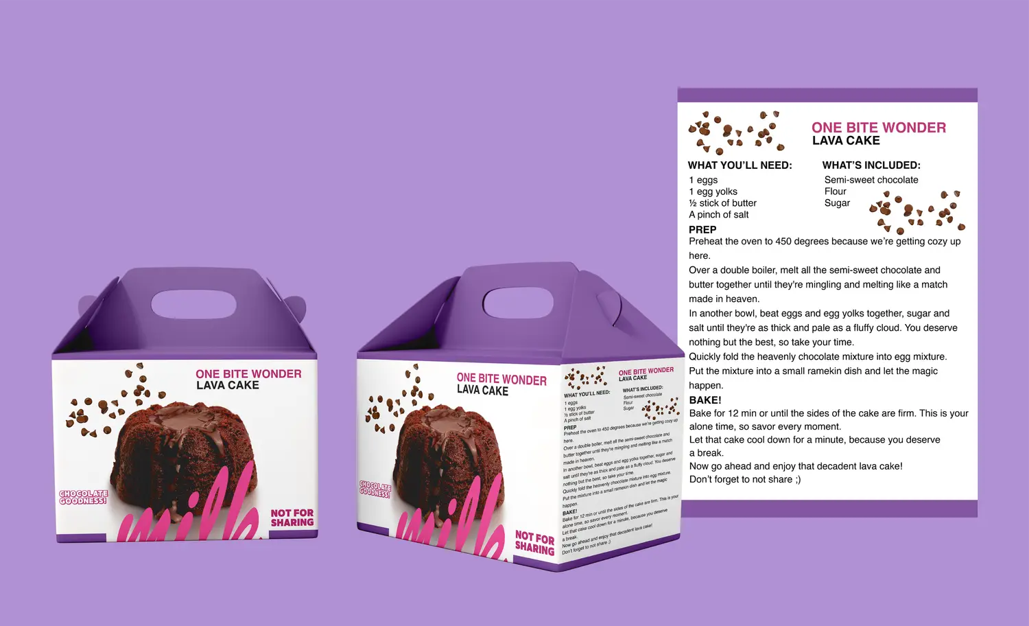 Packaging for lava cake Milkbar product